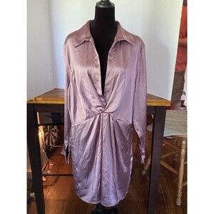 ZARA Satin Wrap Dress Blush Pink US Size XXL New With Imperfection